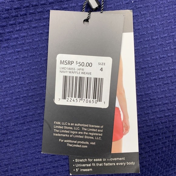 The Limited Shorts Womens Size 4 Navy Blue Waffle Weave Tailored Short Chino - Picture 4 of 16